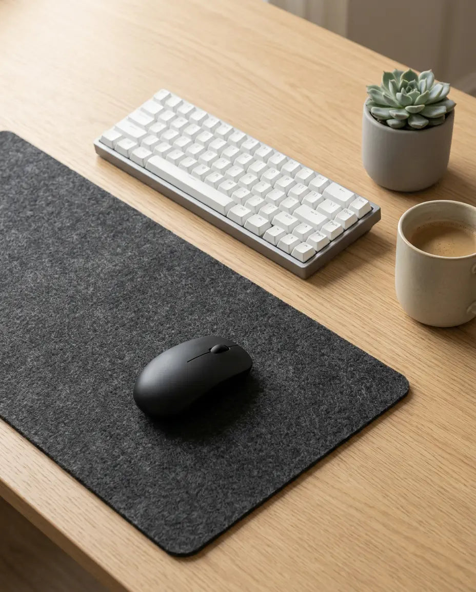 Gros plan sur la base antidérapante en particules de caoutchouc du tapis de bureau ErgoStudio