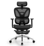 Chaise de bureau ergonomique ErgoStudio Pro avec accoudoirs 4D et repose-pieds escamotable.