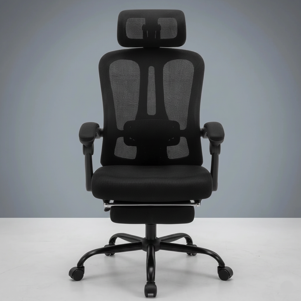 Design moderne de la chaise ErgoStudio Signature montrant le soutien lombaire et l'assise rembourrée.