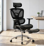 Fauteuil de bureau ErgoStudio Pro en situation de télétravail avec dossier réglable en hauteur.