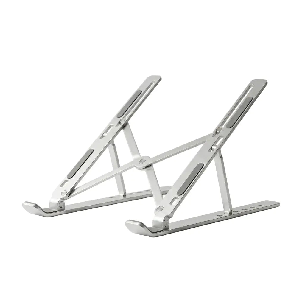 Support ordinateur portable ErgoStudio en aluminium gris sidéral avec réglage ergonomique sur 6 niveaux.