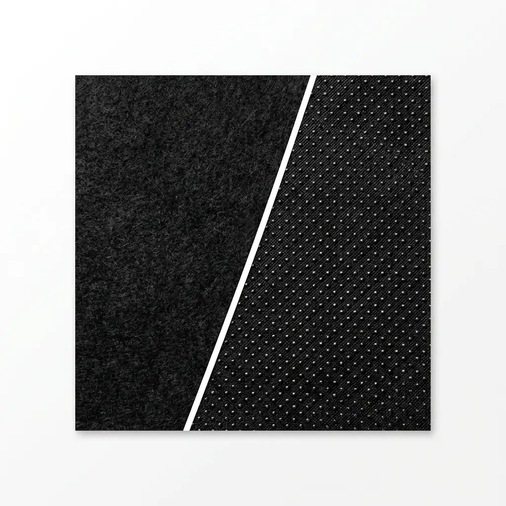 Large protecteur de bureau en feutre noir offrant une surface confortable pour l'écriture et le travail sur ordinateur.